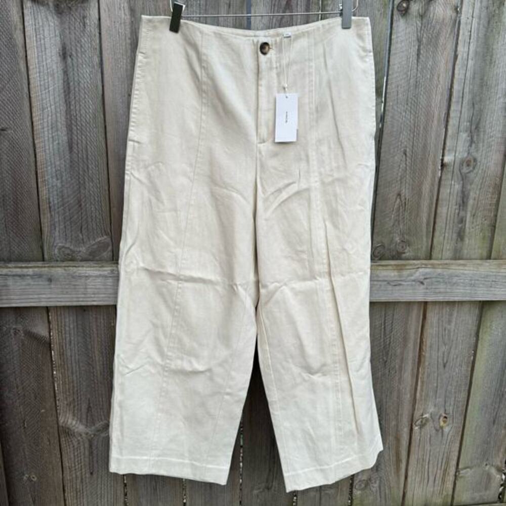 Vince High Waist Cotton & Linen Utility Pants In Flax Size 12 Classic NWT